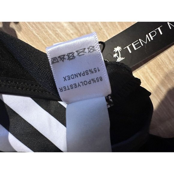 NWT SZ 22W Tempt Me Women One Piece Swimsuit STRIPE Plunge Mesh Ruched - Picture 6 of 9